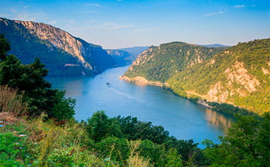 The Iron Gate gorge on the Danube between Serbia and Romania